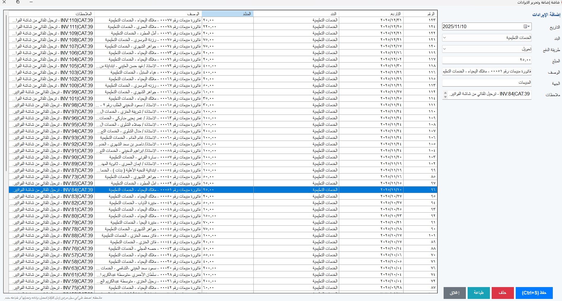 لوحة التحكم